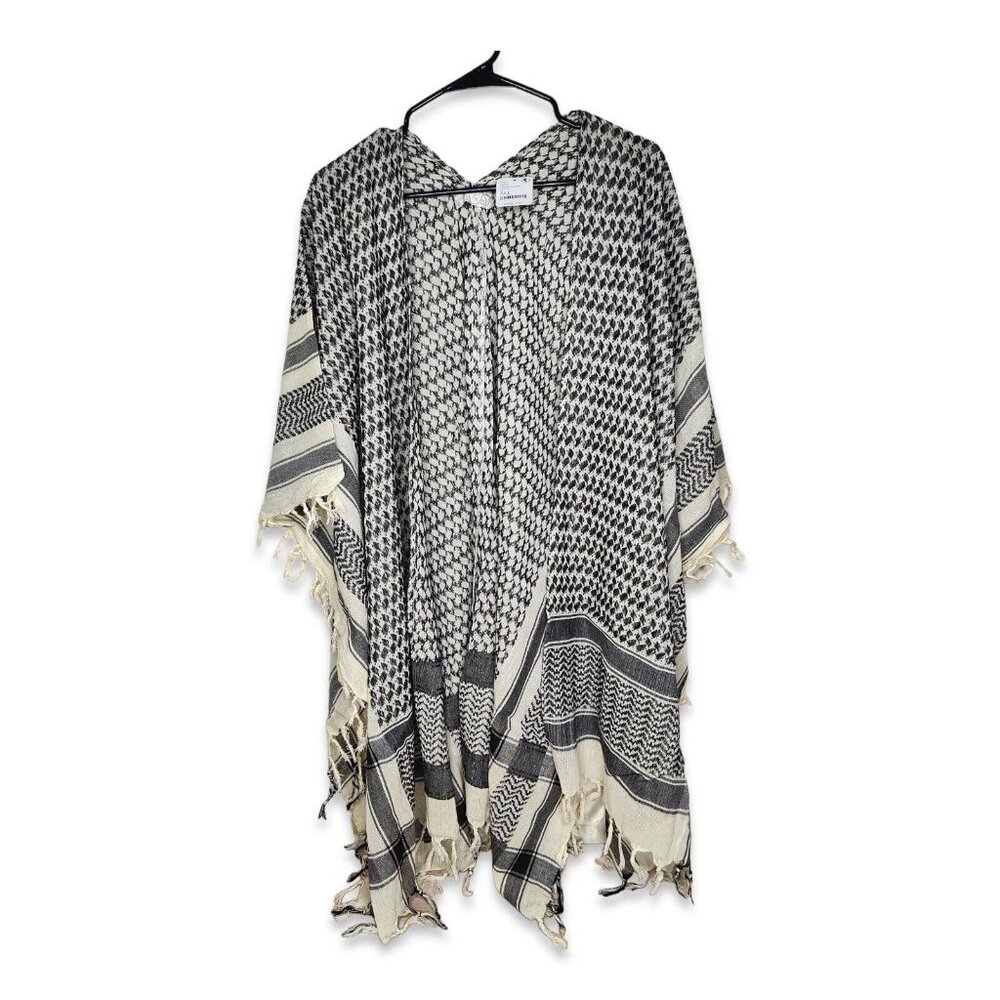 Lightweight Black & White Patterned Shawl Wrap - Women Accessories